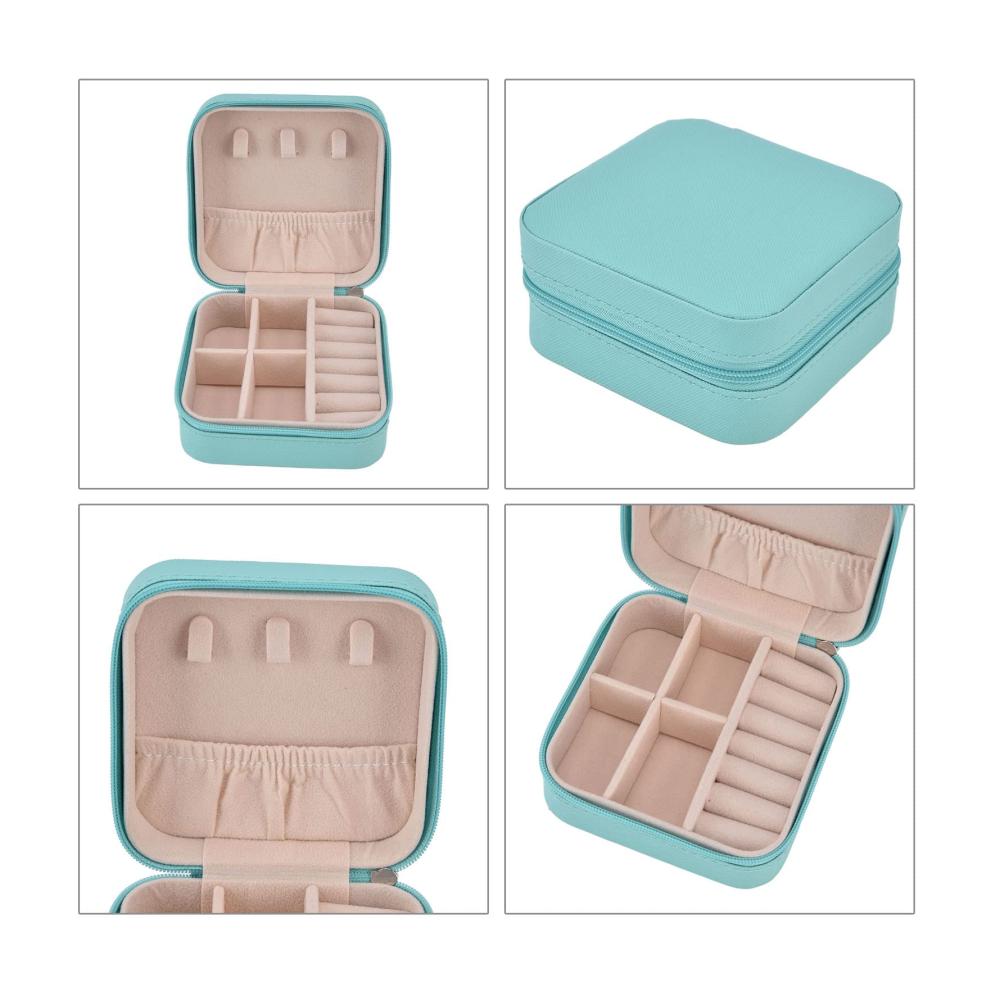 Brillante Schätze unterwegs Tragbare Schmuckkästen mit 4 Fächern großer Kapazität Reißverschluss-Trennwand weichem Futter. Entdecken Sie die Mini-Schmuck-Aufbewahrungsbox für Reisen in Blau