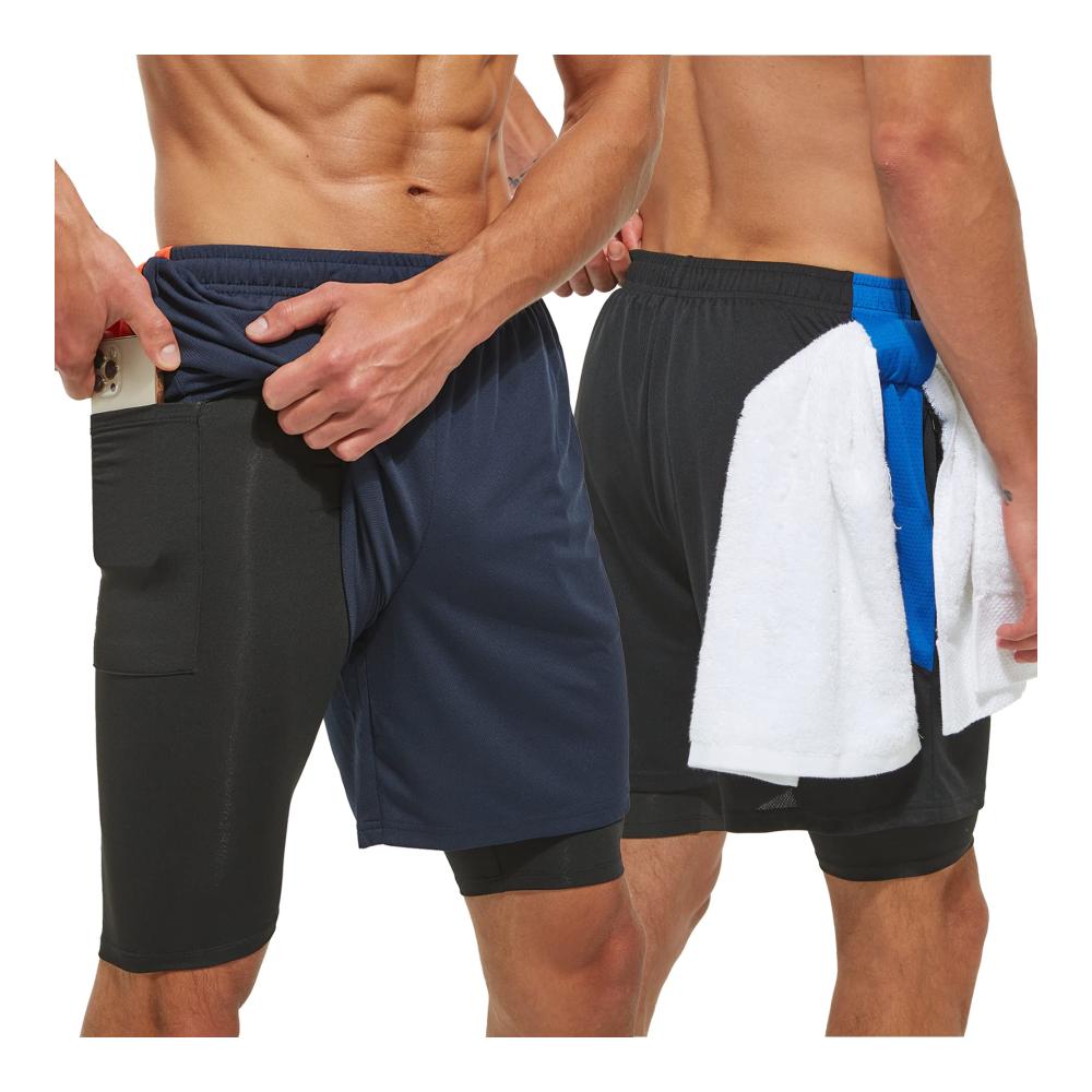 Entdecken Sie Vielseitigkeit 2er Pack atmungsaktiver Herrenshorts für Outdoor und Fitness schnell trocknend und komfortabel. Perfekt für jeden Sport