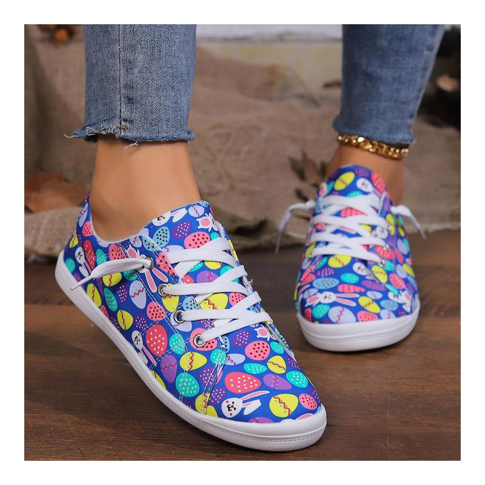 Entdecken Sie den Retro-Chic Segelschuhe Damen 41 mit buntem Frucht- und Blumendruck weicher Schnürung und dickem Boden. Stilvolle Freizeitschuhe für den perfekten Look