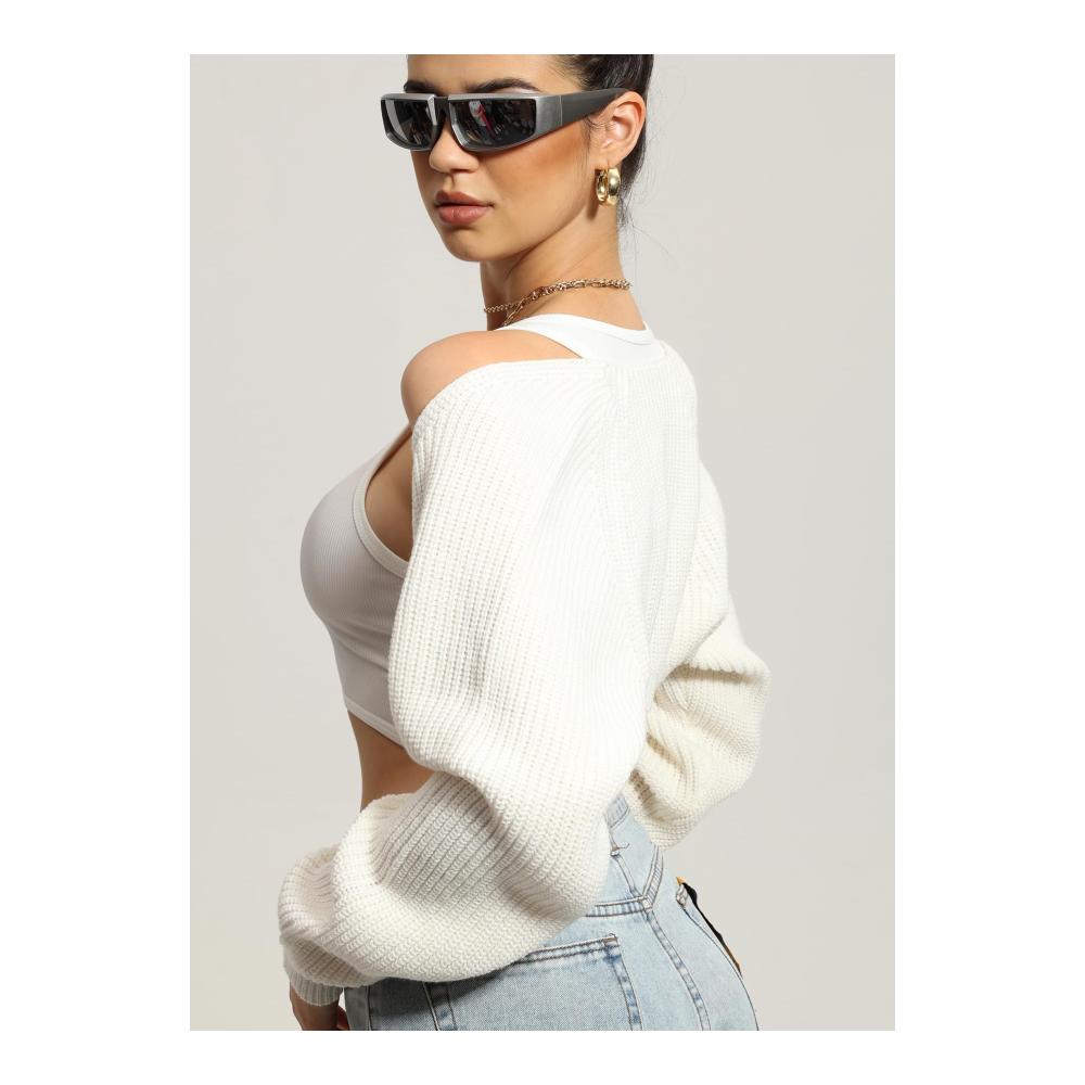 Stilvoller Y2K-Bolero Damen Boleros kurz und oversize für den Winter - Crop Top Shrug Strickjacke Cardigan Sweater