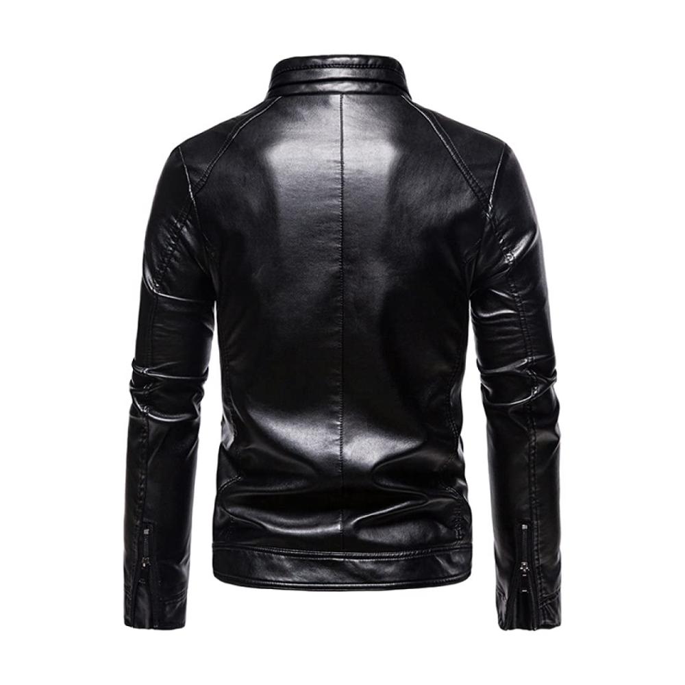 Entdecke den ultimativen Stil Herren Lederjacke für Herbst & mehr! Hochwertiges Design mit Stehkragen Schwarz. Perfekt für Motorradfahrer & Herrenbekleidung. Jetzt zugreifen