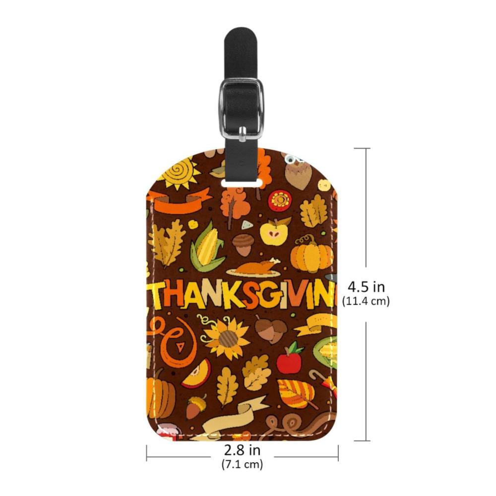 Entdecken Sie stilvolle Reisebegleiter Hochwertige PU-Leder Koffer- & Taschenanhänger. Personalisierbar ideal für Reisende. Bunte Thanksgiving-Objekte. 2 Stück