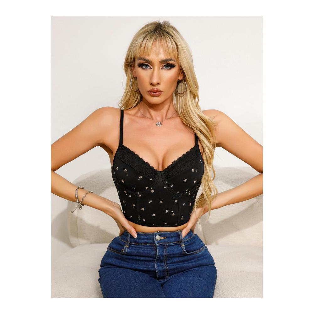 Elegante Damen Spitze Crop Tops V-Ausschnitt Spaghettiträger Sommerlich Bauchfrei Ideal für Party & Alltag