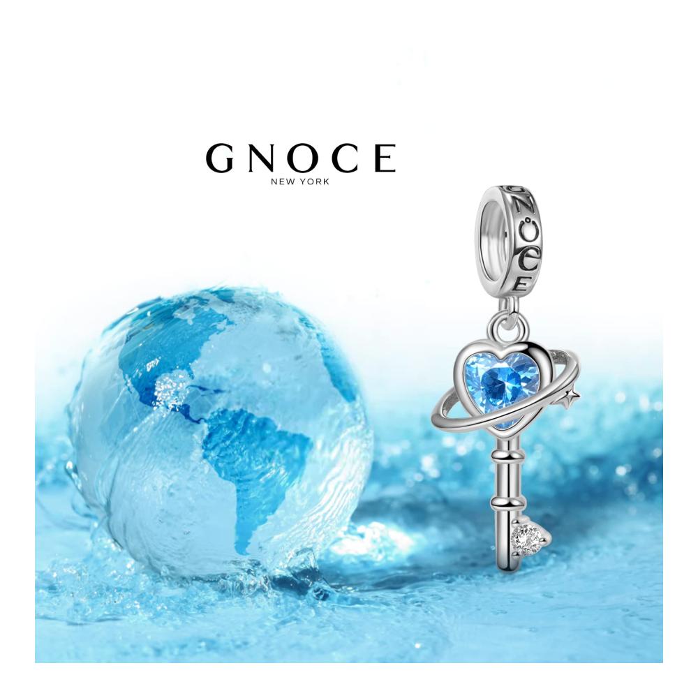 Entdecke den Zauber der Bead Charms GNOCE Blue Planet Schlüsselanhänger Charm aus 925 Sterling Silber - Einzigartiger Schmuck für Frauen Mädchen & Töchter