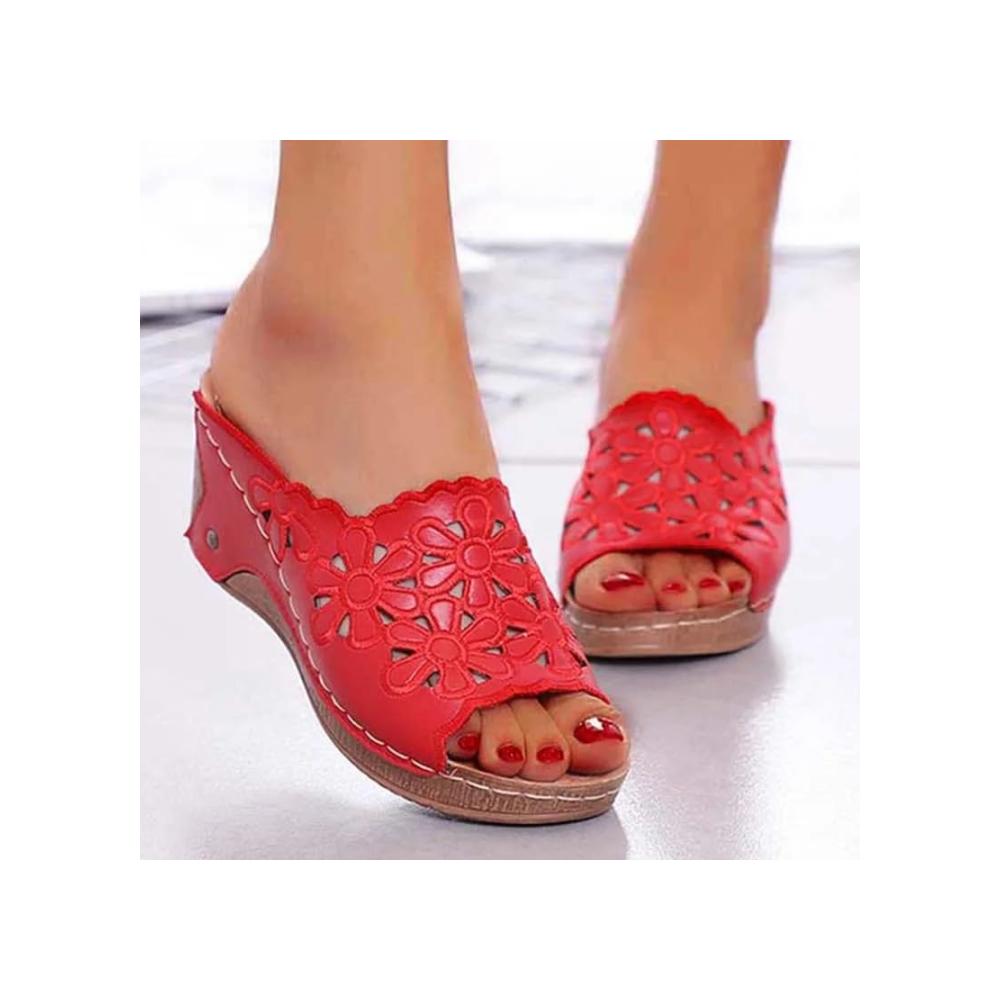 Damen Sandalen mit Plateauabsatz und offener Zehenpartie bequeme Sommerschuhe für Damen Riemchensandalen mit verstellbarem Knöchelriemen