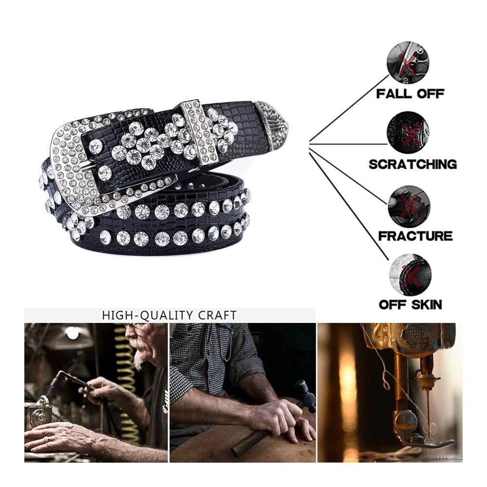 Einzigartiger Frauen Bling Strass Western Cowgirl Gürtel Stilvoller 35 mm breiter Taillengürtel mit glänzender Schnalle und künstlichen Diamanten perfekt für Jeanskleider