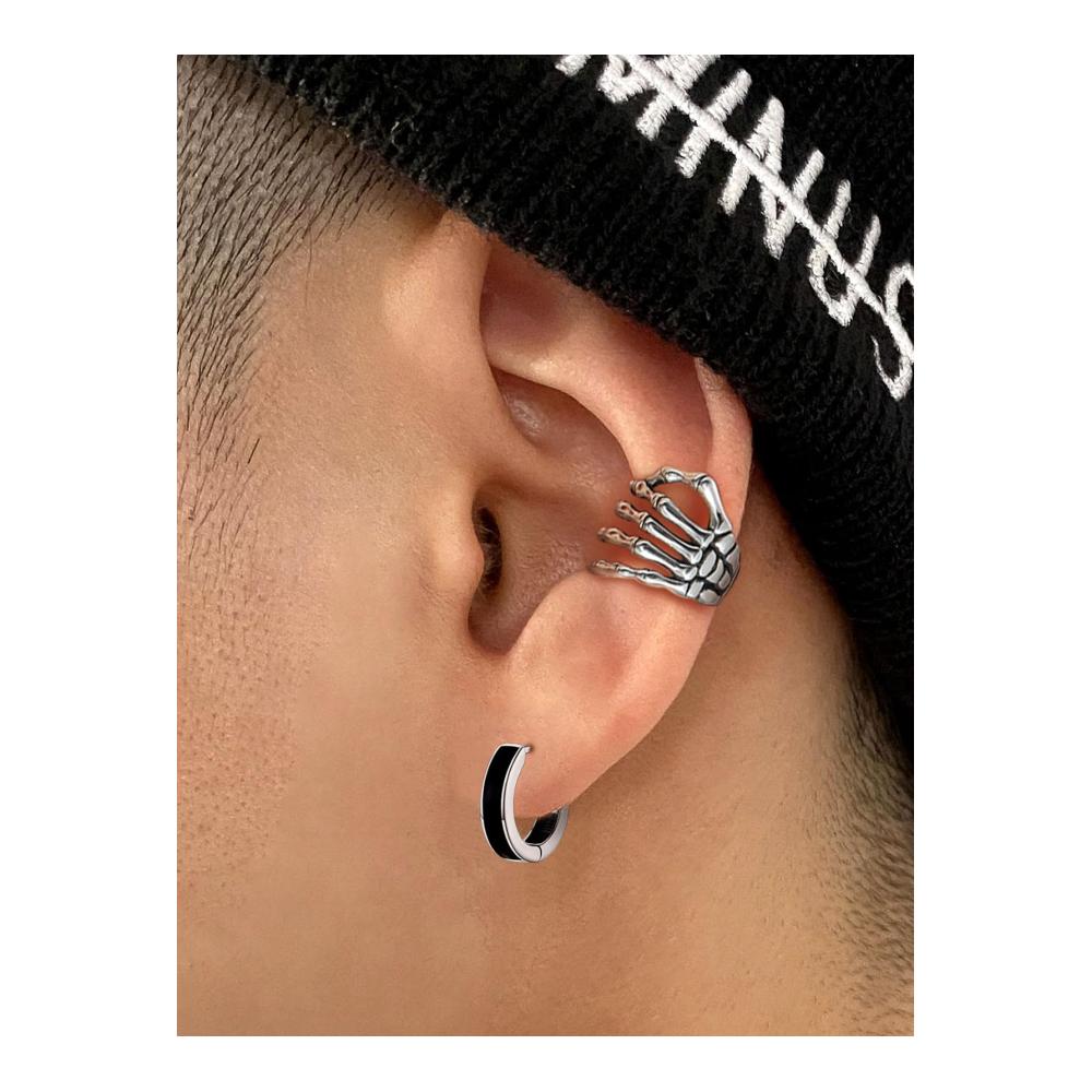 Einzigartige 925 Silber Ohrringe für Männer und Frauen - Retro Totenkopf Schädel Knochen Hand Octopus Spinnen Drache Skorpion - Non-Piercing Ohrclips und Ohrmanschette