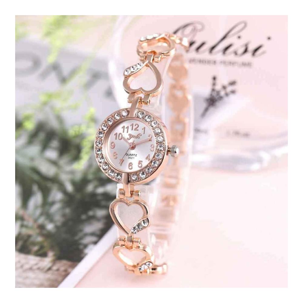 Entzückende Roségold-Armbanduhr Luxuriöse Damen Analog Quarz Armbanduhr mit funkelnden Strasssteinen und modischem Herzdesign. Perfektes Geburtstagsgeschenk für stilbewusste Frauen