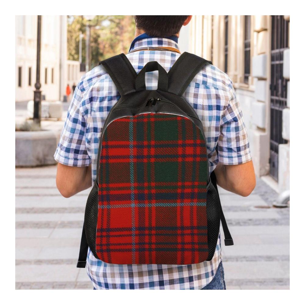 Entdecke den perfekten Begleiter für deine Abenteuer Leichter Tagesrucksack in Rot-Grün Karo für Schule Reisen Wandern und Camping! Praktisch und stylisch