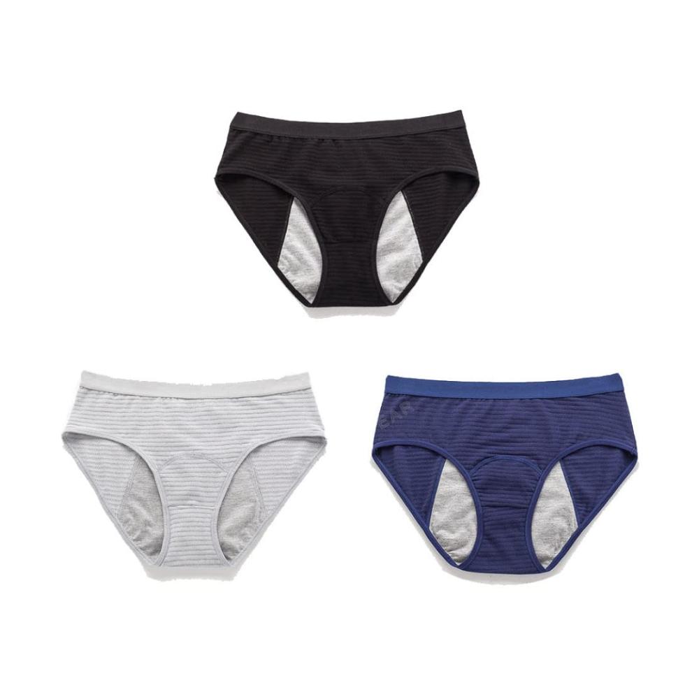 Perioden-Unterhosen für Damen Teenager aus Baumwolle Übergröße Menstruationshöschen auslaufsicher Postpartum-Slips Unterhosen (3er-Pack
