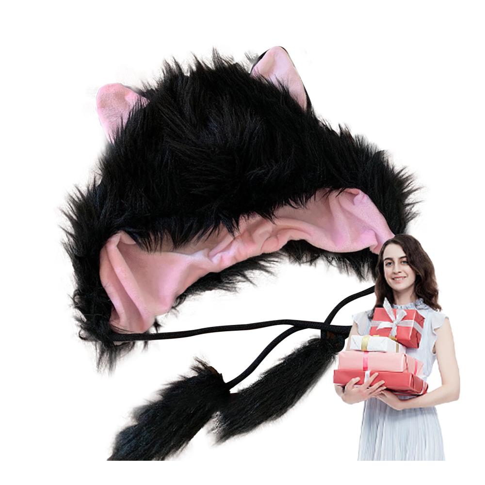 Entdecke die Wärme Flauschige Strickmützen mit Tierohren für kalte Tage und festliche Anlässe - Perfekt für Outdoor-Mode Tanzen Halloween Party und Weihnachten