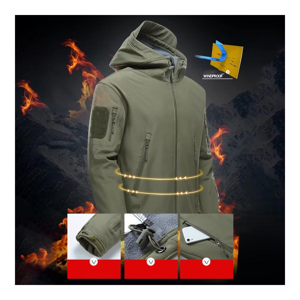 Herren Winter Softshelljacke Wasserdicht Militärjacke TAKTISCH für Trekking Outdoor mit Reißverschlusstaschen