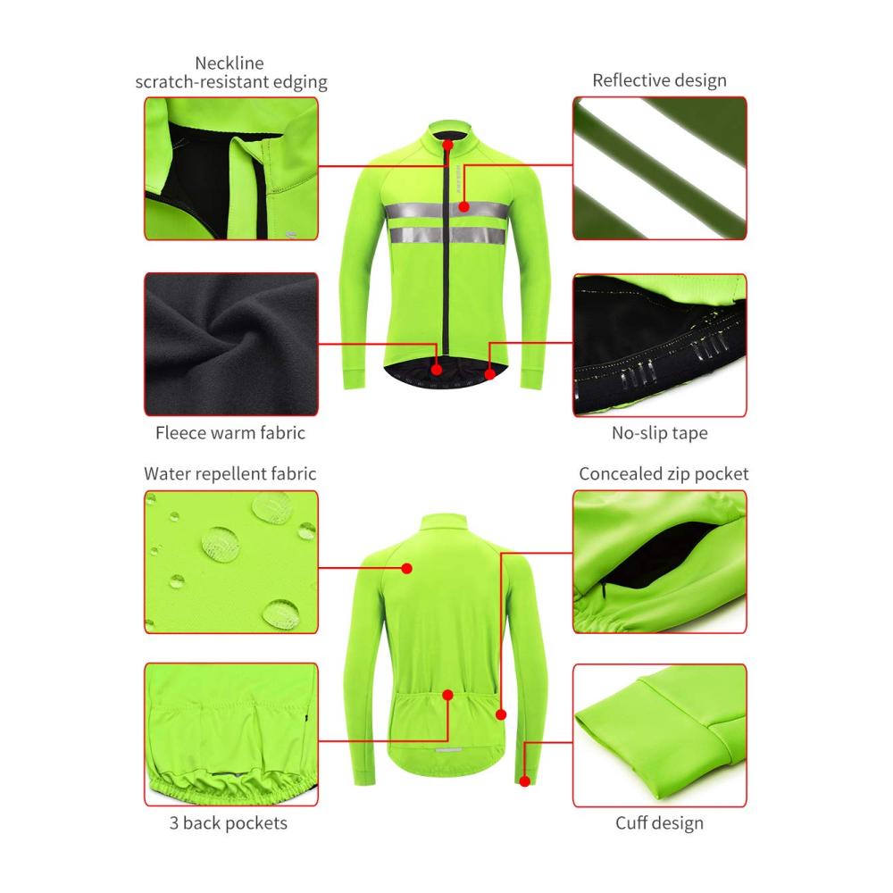 Herren Radsport-Anzüge Winddicht Atmungsaktiv Fleece Radjacke Hosenset mit Gepolster Thermal Winter