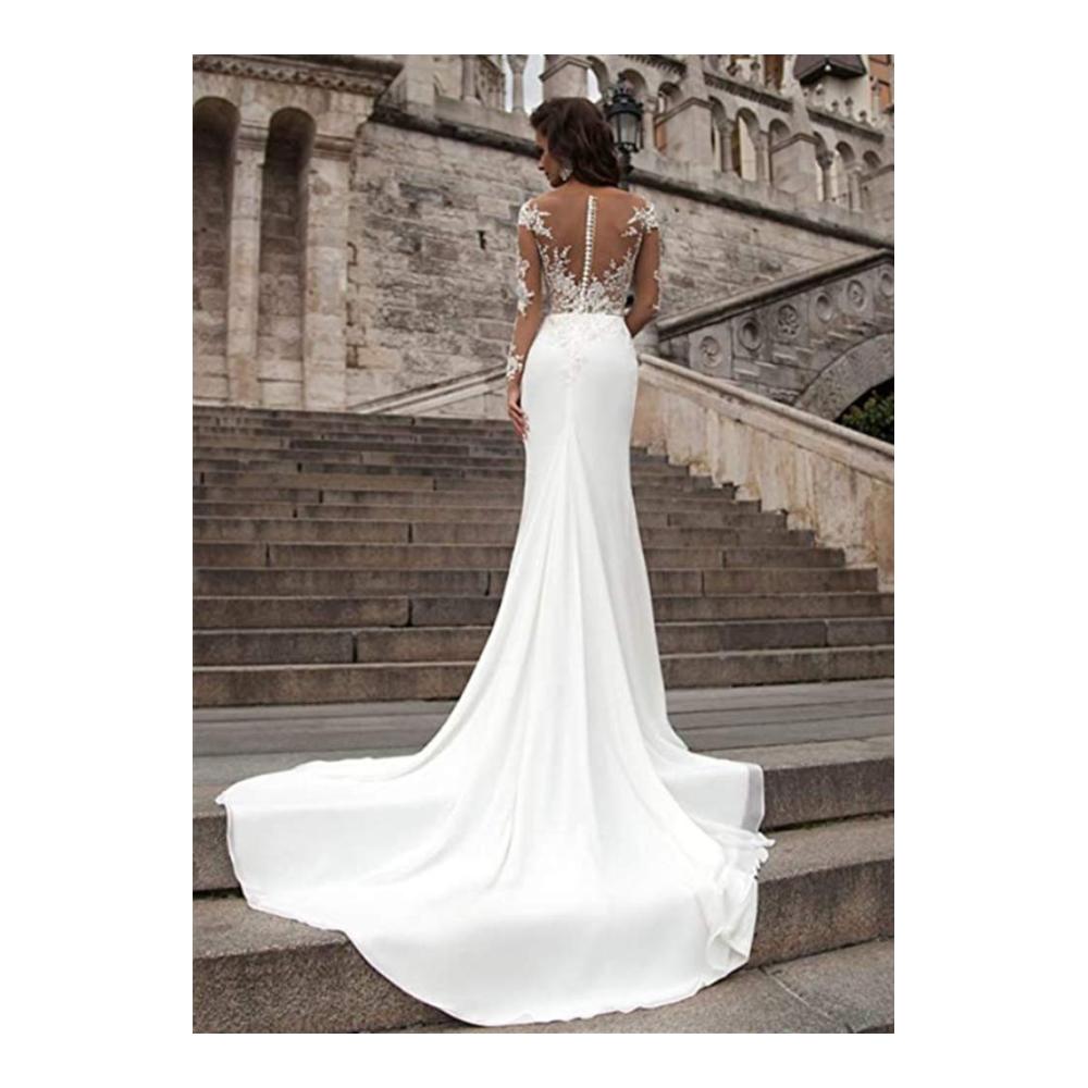 Einzigartiges Brautkleid Meerjungfrau-Stil mit zarter Spitze und langen Ärmeln - Perfekt für Ihren großen Tag! Exquisite Eleganz in Satin für die moderne Braut