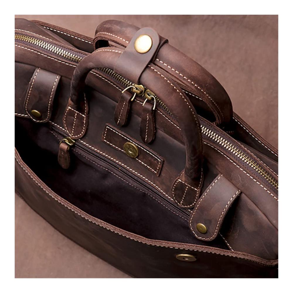 Klassische Echtleder Aktentasche Stilvoller Begleiter für Herren. Hochwertiges Vintage-Design perfekt für den lässigen Business-Look. 156 Zoll Laptopfach inklusive