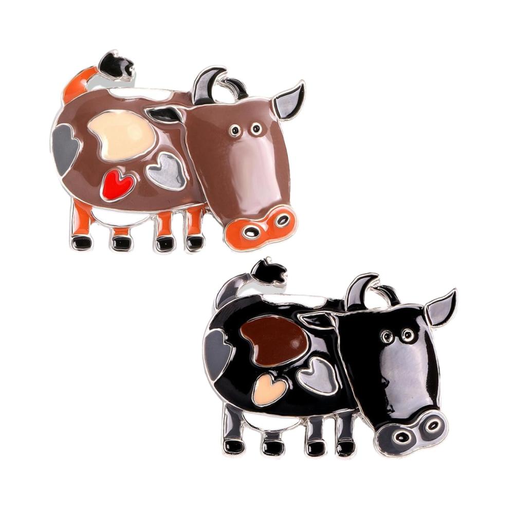 Einzigartige 2-teilige Set Niedliche Cartoon Broschen & Anstecknadeln für Damenjacken und Tücher - Hochwertige Emaille Pins in Hund- und Bogenmotiven