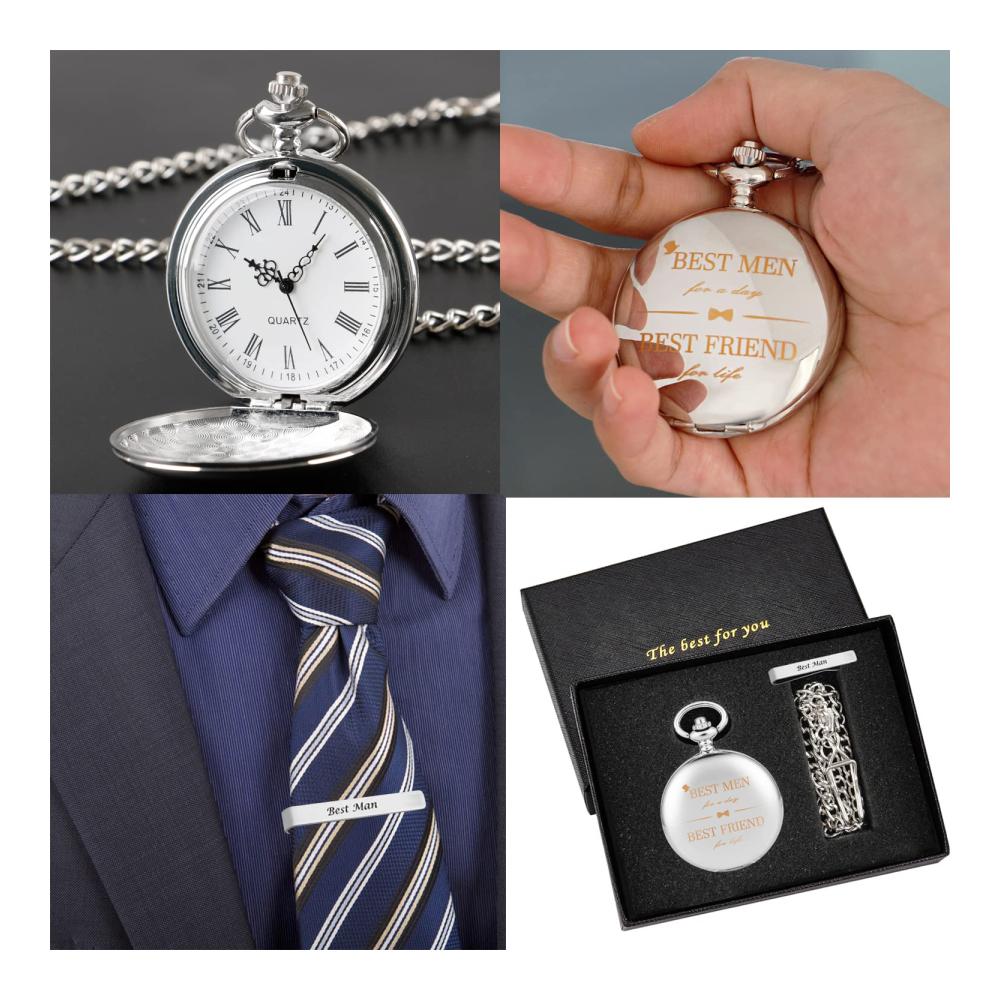 Exquisite gravierte Taschenuhr für Hochzeiten Perfektes Souvenir für Trauzeugen & -innen! Stilvoll zeitlos und mit Geschenkbox. Ein unvergessliches Geschenk