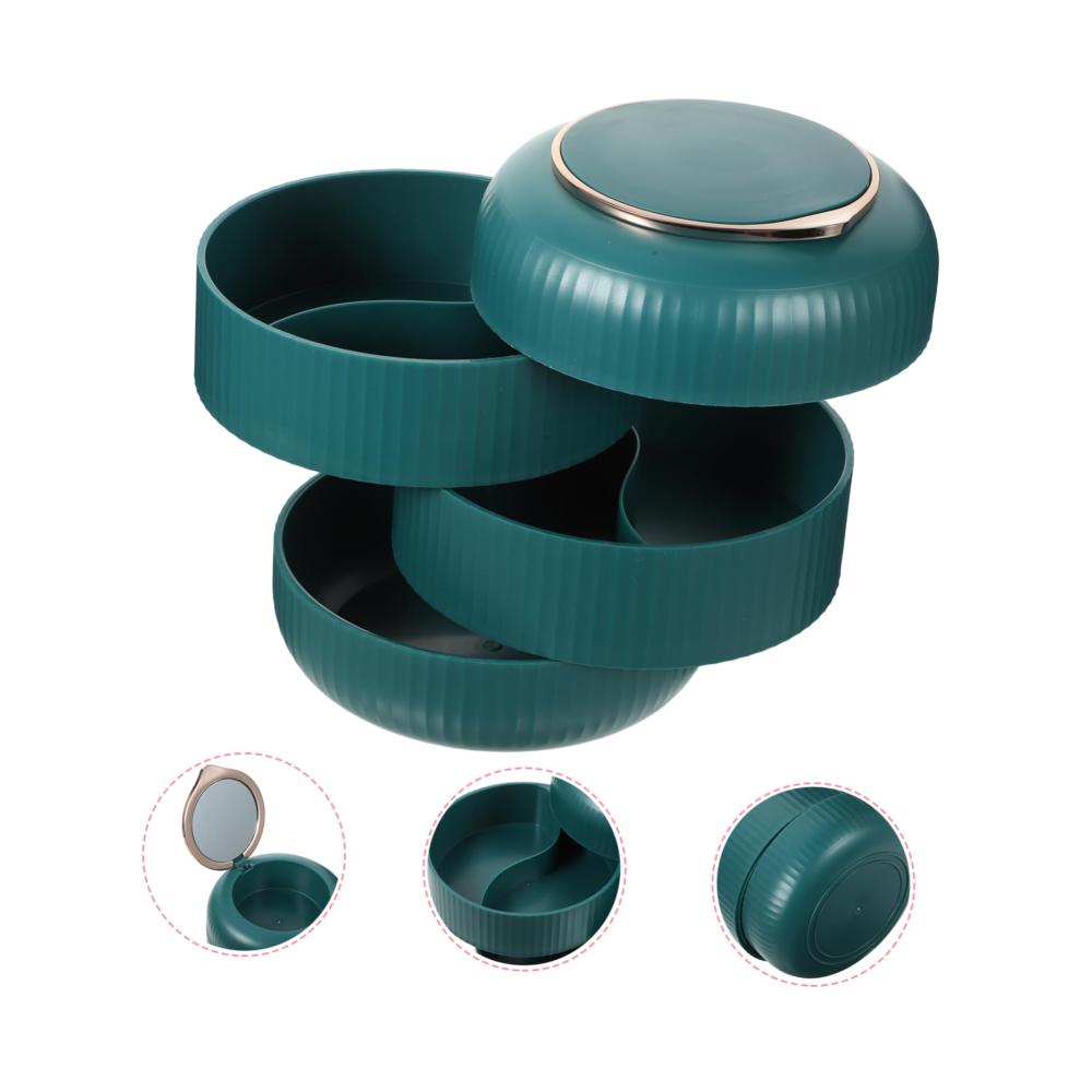 Kinder Schmuckkästchen mit Schminkspiegel Drehbarer Turm & Armbandhalter - Dekorative Aufbewahrungsbox für Halsketten und Armbänder