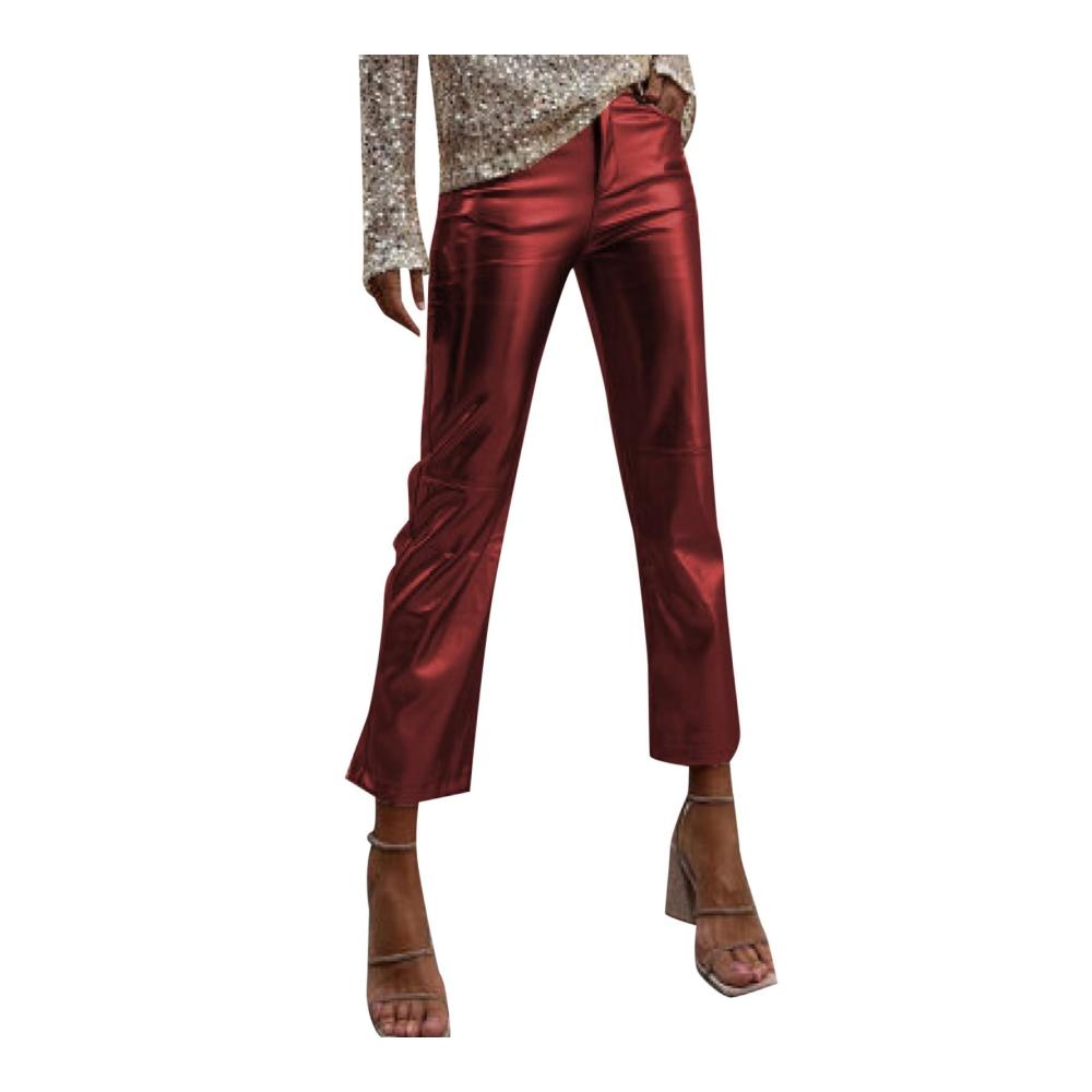 Entdecken Sie den perfekten Style Trendige Afrikanische PU Hosen 2024 für Damen - Lässige Gerade Hosen mit Stilvollem Stretch und Charmanten Löchern
