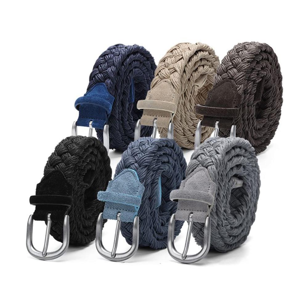 Erleben Sie handgefertigte Qualität Wildleder geflochtener Gürtel mit Wachsseil ohne Löcher. Einzigartiges Baumwollgewebe 3-4cm Breite. Perfekte Ergänzung für Ihren Look