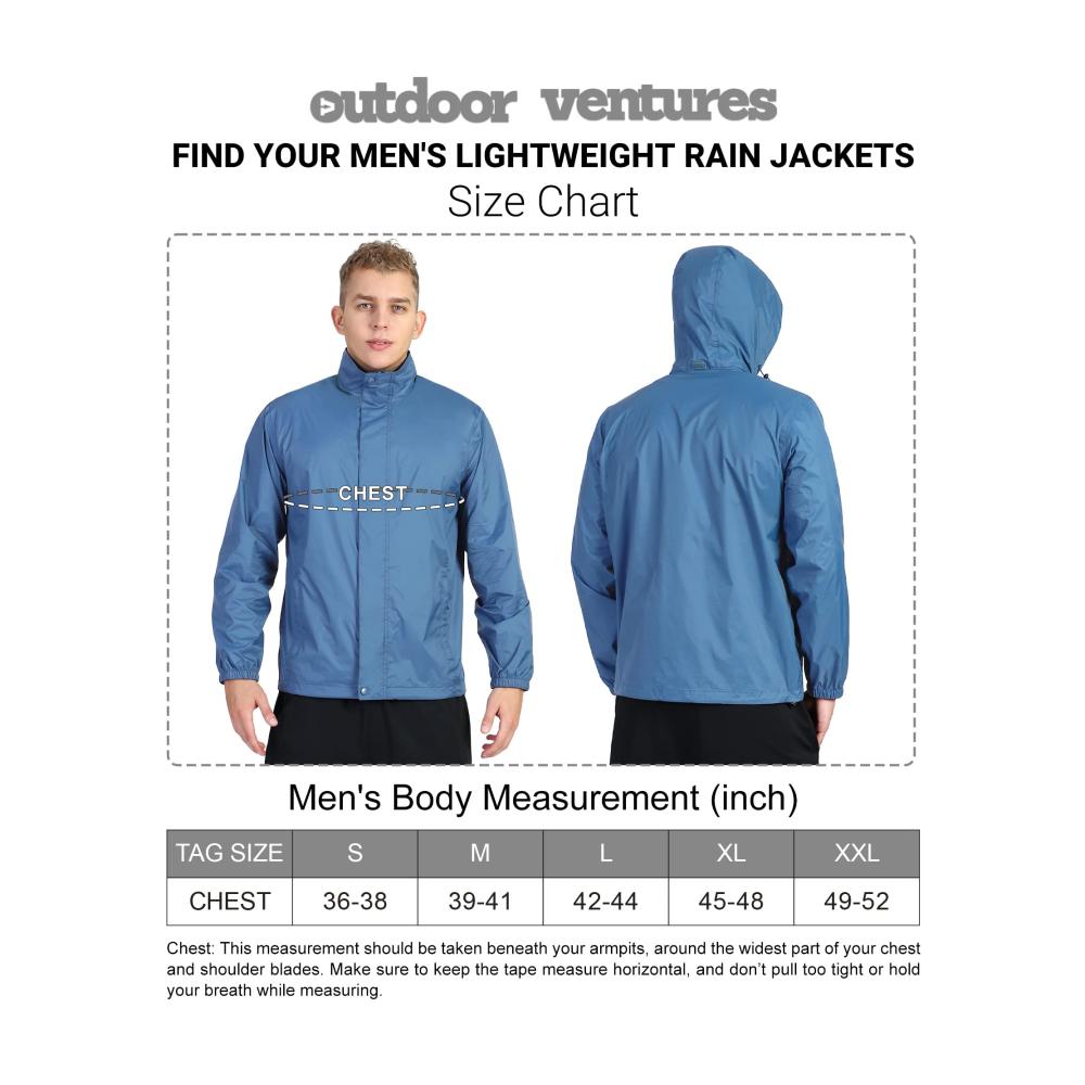 Wasserdichte & ultraleichte Regenjacke Herren für Fahrrad Sport & Outdoor | Atmungsaktiv & faltbar | Outdoor Ventures Regenmantel