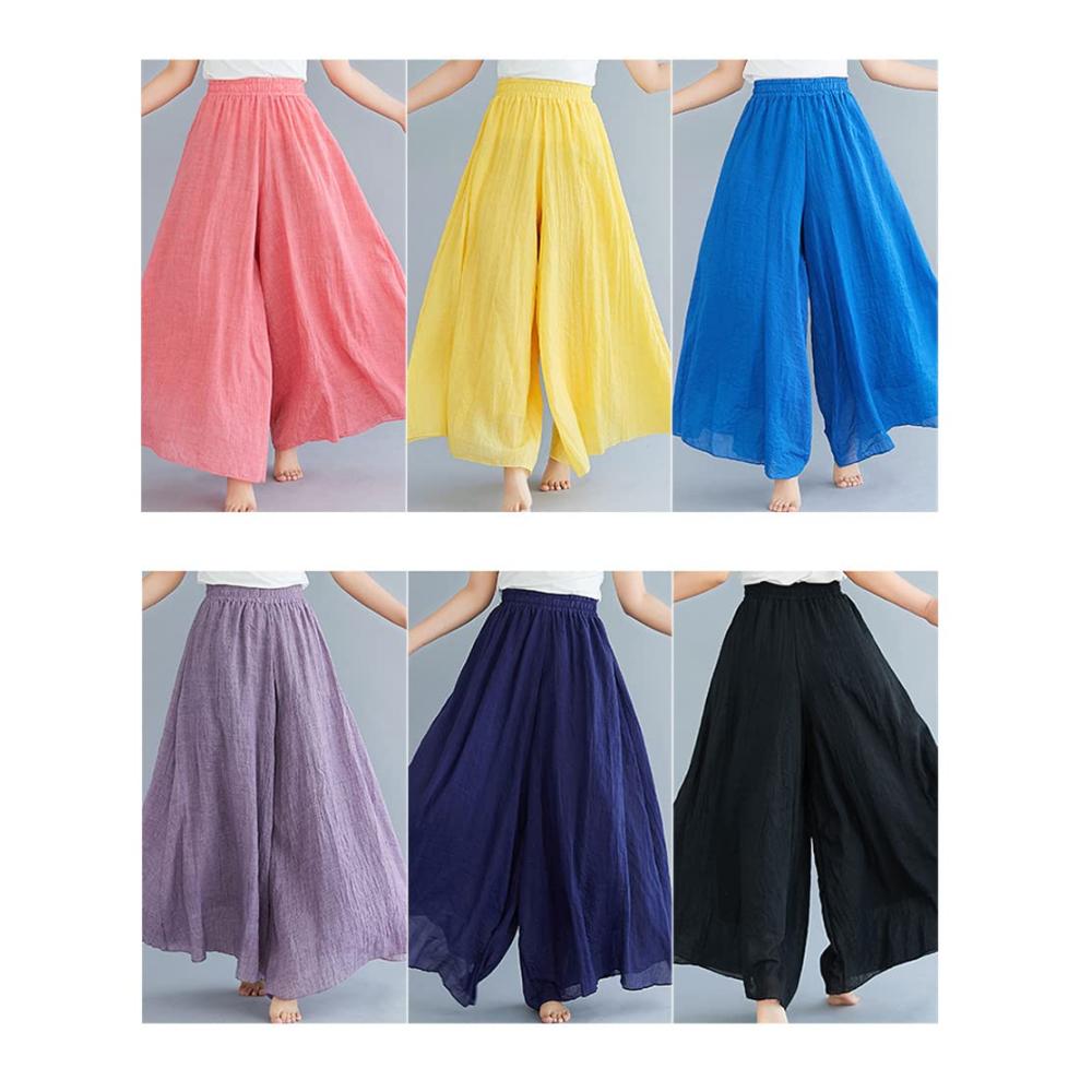 Bequeme Damenhose aus Baumwolle & Leinen - Weite Loungehose für Freizeit Sport & Yoga - Lockere Jogginghose in 12 Farben