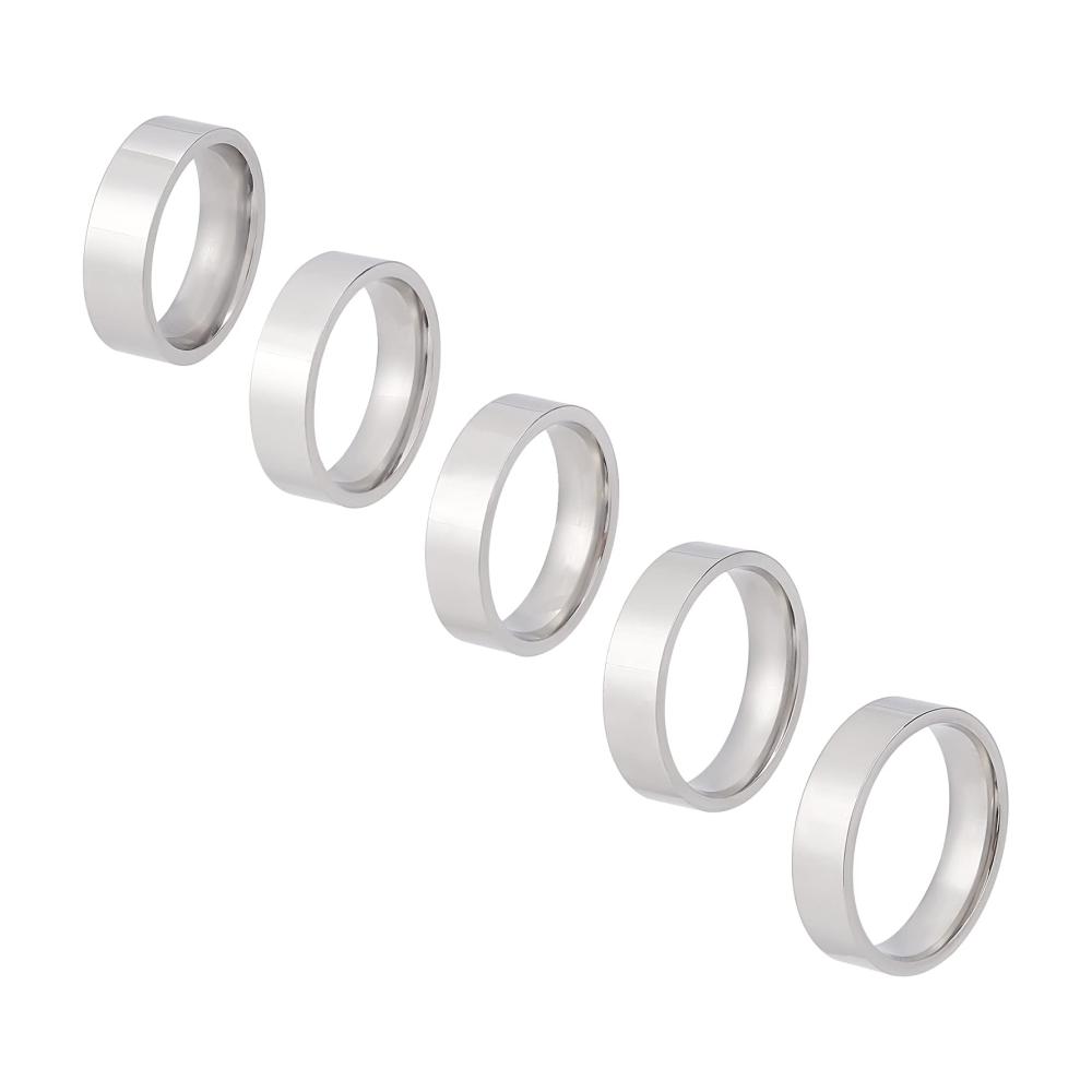 DIY Ringset 5 Stücke 5 Größen 304-Edelstahl einfach flach für Frauen & Männer. Perfekt für DIY-Fingerringherstellung! (Innendurchmesser 17~21 mm