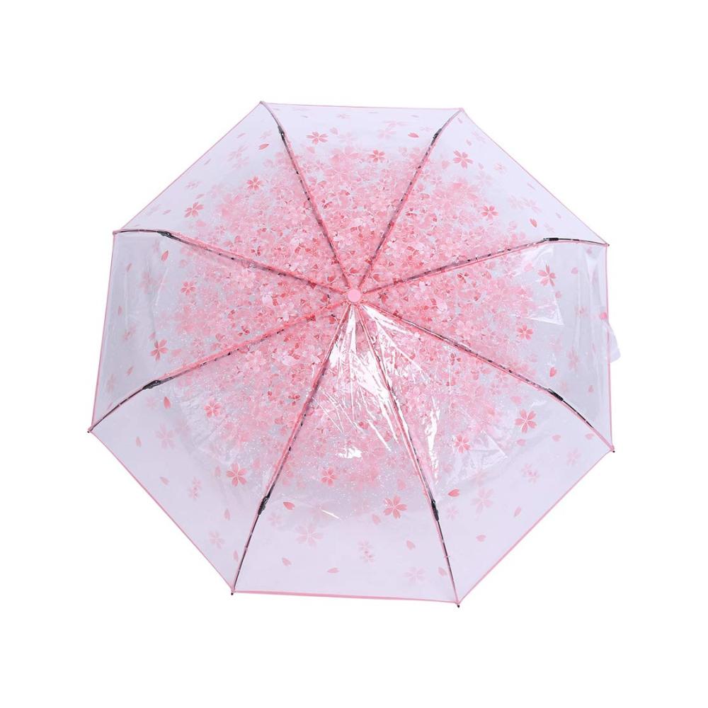 Entzückender Taschenschirm Transparent mit Kirschblütenmuster in Rosa für modische Prinzessinnen. Kompakt praktisch und stilvoll