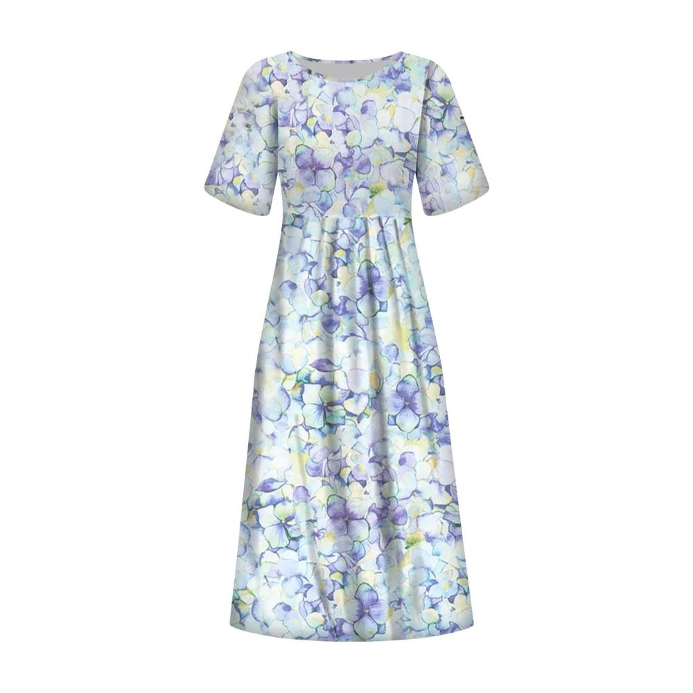 Genießen Sie stilvolle Freizeit mit unserem Vintage Strandkleid Damen Maxikleid Blumenmuster Sommerkleid. Perfekt für entspannte Tage am Strand oder bei anderen Freizeitaktivitäten