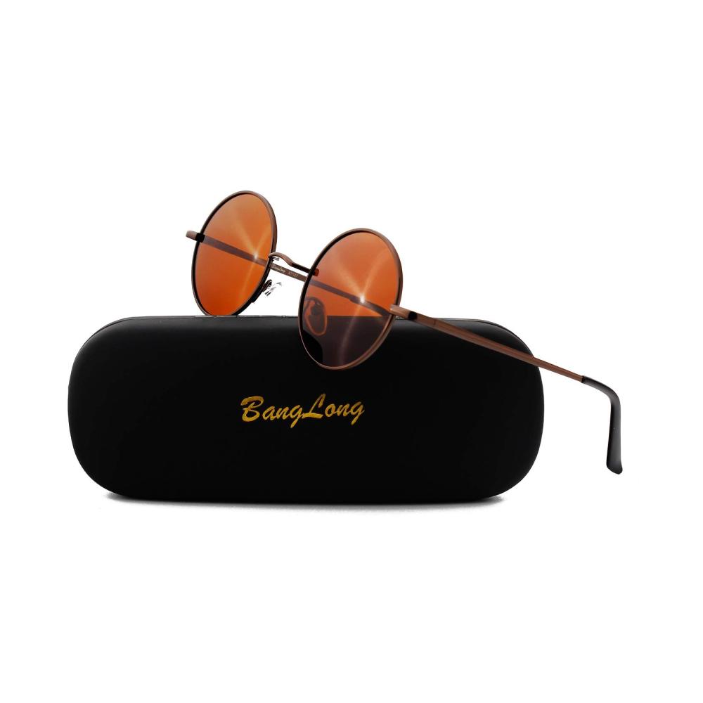 Edle Polarisierte Sonnenbrille mit runden Gläsern für Herren und Damen – Retro-Vintage-Design mit verspiegelten Gläsern