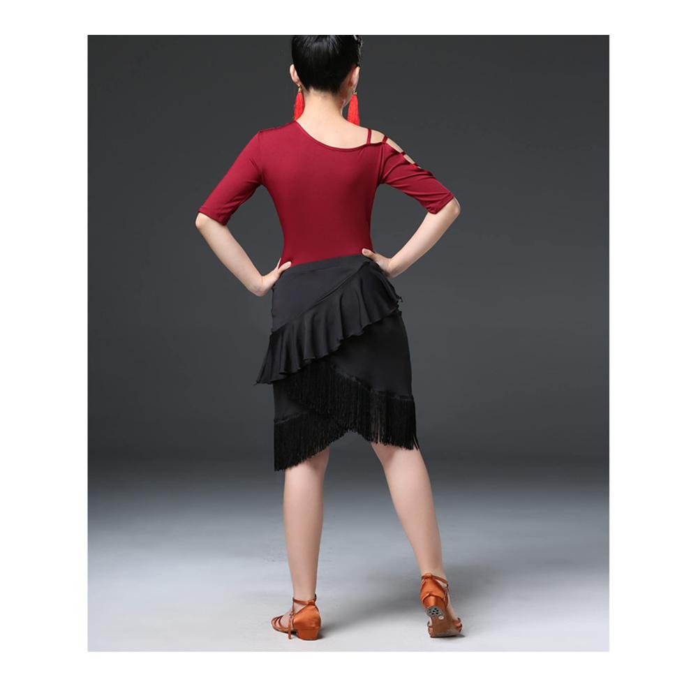 Entzückendes Kinderkleid Lateinrock mit Kurzarm-Oberteil und gestuftem Fransenrock für Mädchen. Perfekt für Tanzübungen in Ballsaal Tango Swing Rumba und Chacha