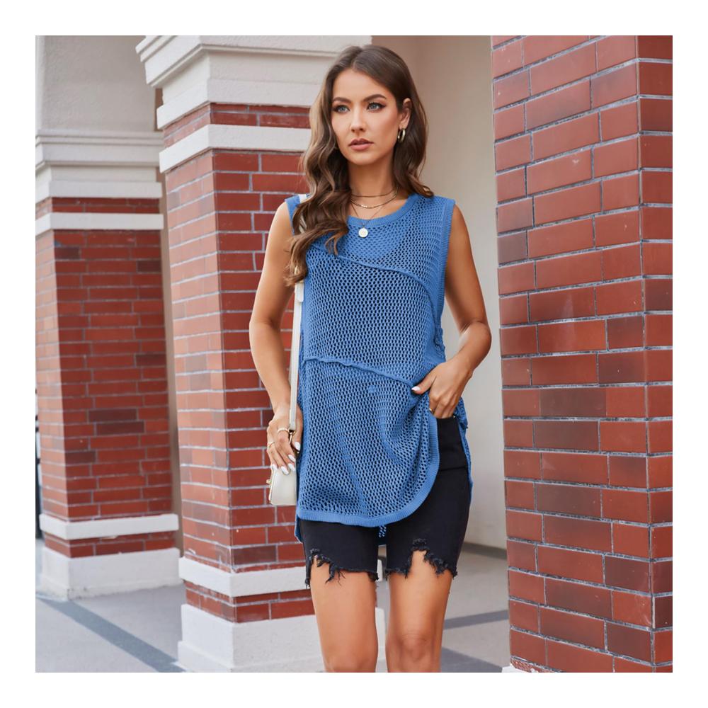 Stilvoller Damen-Pullover mit Rundhalsausschnitt in mittlerer Länge – Eleganz und Komfort vereint in einem hochwertigen Hohlstrickdesign