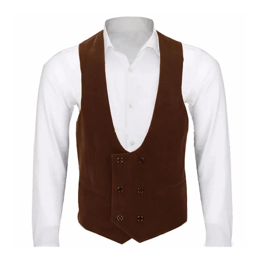 Exklusive Hochzeitsweste für Herren Maßgeschneiderter Zweireiher V-Ausschnitt Slim Fit. Perfekte Ergänzung für formelle Anlässe und stilvolle Auftritte