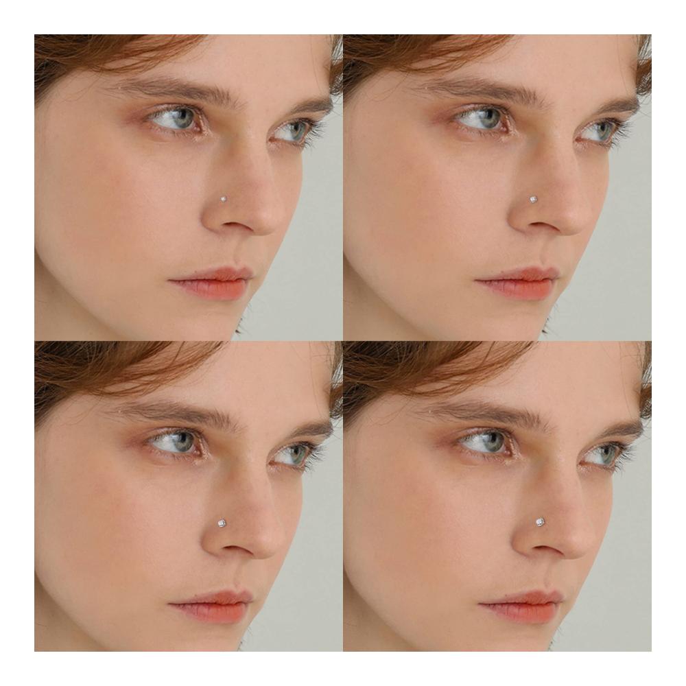 Elegante Vielfalt 12er Set 20G Nasenpiercing Ringe - Dünn Spirale L-Form - Fake Septum Helix Tragus CZ - Nasenringe in Gold & Silber