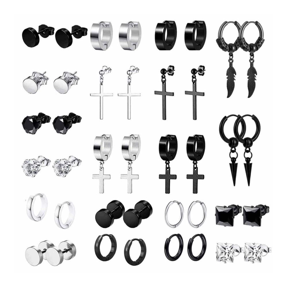 Entdecken Sie die Vielfalt 20 Paar Edelstahl-Creolen für stilvolle Damen und Herren - Klassische Hoops punkige Gothics funkelnde Zirkonia und mehr! Ideal für jeden Anlass