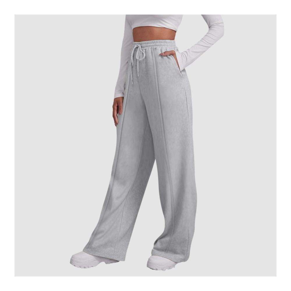Damen Jogginghose mit weitem Bein Bequeme Freizeithose mit hoher Taille Taschen und Kordelzug in Übergrößen