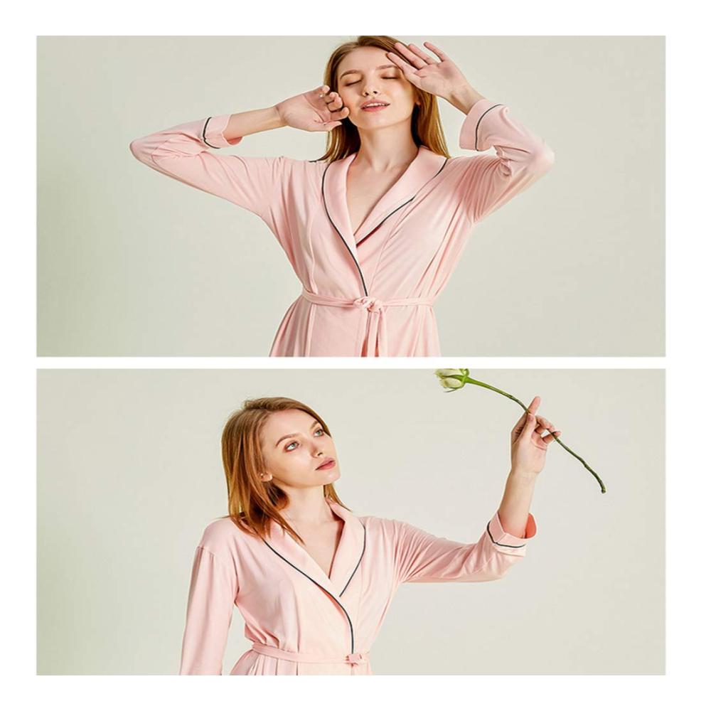 Entzückende Baby Dolls & Negligees Weiches Nachthemd Modal Sexy Nachtwäsche Loungewear Pocket Dressing Gown Für Frauen Pink-S