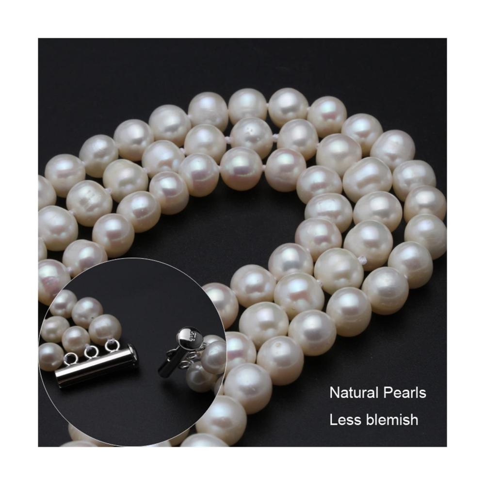 Exquisite Süßwasserperlenkette Echter Schmuck für besondere Anlässe! Glamouröser DREI-Ständer-Choker ideal für Bräute und Glücksmomente. Erwerben Sie Ihre Schönheit jetzt