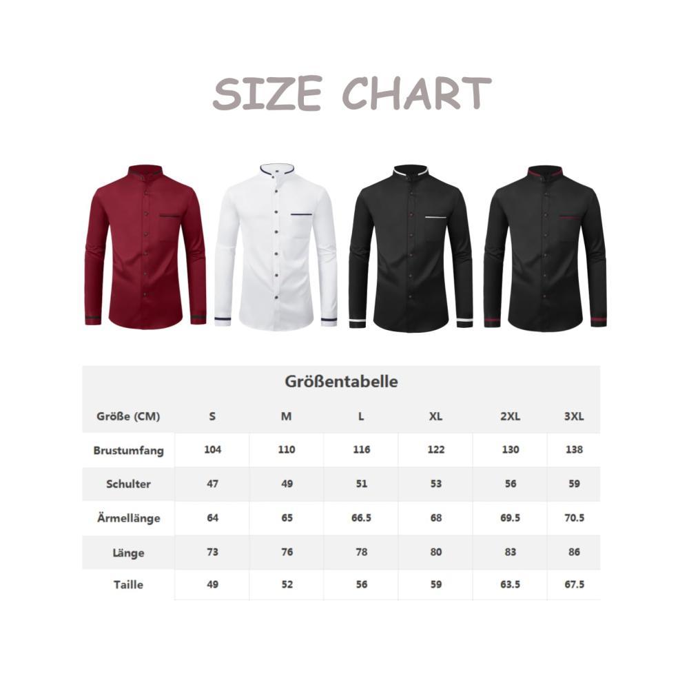 Entdecken Sie stilvolle Herren Hemden Elegantes Businesshemd mit Stehkragen Slim Fit für Anzug Button-Up Tasche ideal für Freizeit. In M-3XL erhältlich