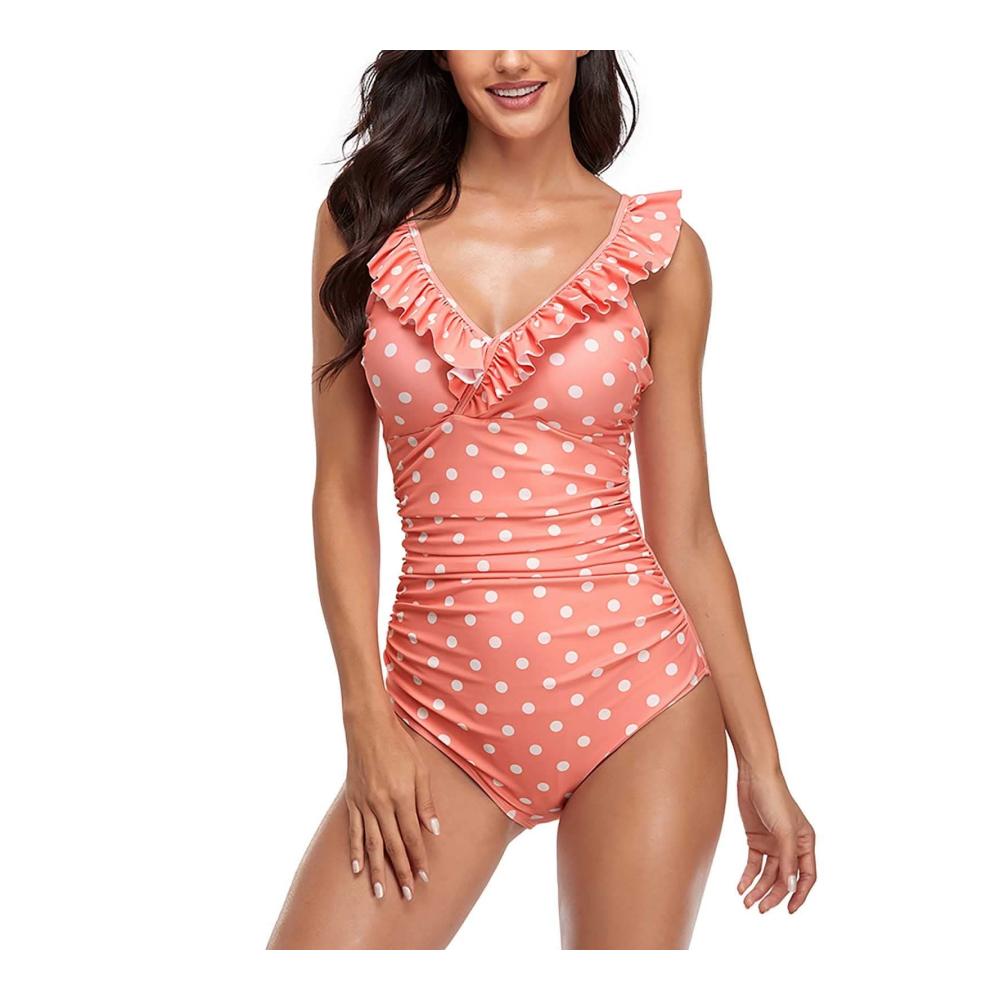 Einzigartiges Set Badeanzug Damen Sport Einteiliger Push-Up mit Schlankheitswirkung Rüschen & Retro-Design. Große Größen für perfekten Sommer-Style