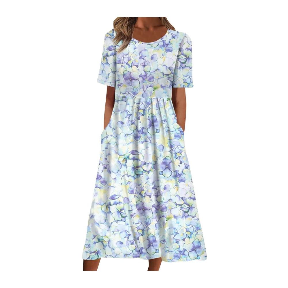 Genießen Sie stilvolle Freizeit mit unserem Vintage Strandkleid Damen Maxikleid Blumenmuster Sommerkleid. Perfekt für entspannte Tage am Strand oder bei anderen Freizeitaktivitäten