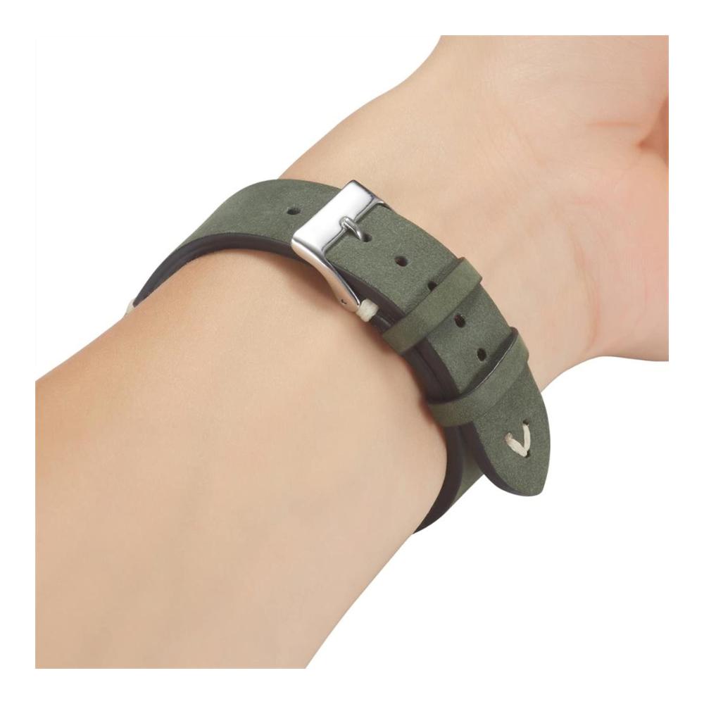 Hochwertiges handgefertigtes Uhrenarmband aus weichem mattem Leder in Grün und Dunkelbraun | 20mm 21mm | Stilvolles Armbanduhr Armband für perfekten Tragekomfort