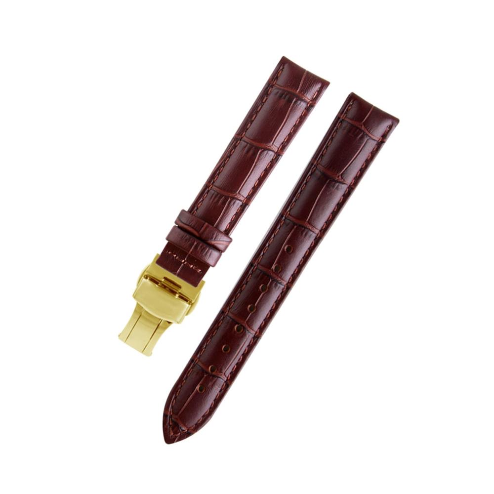 Stilvolle Armbanduhren für Damen | Hochwertige Lederarmbänder passend für PP Omega Tissot | Bandwechsel in verschiedenen Größen und Farben (Braun/Gold 12/14/16/18/20/22/24mm