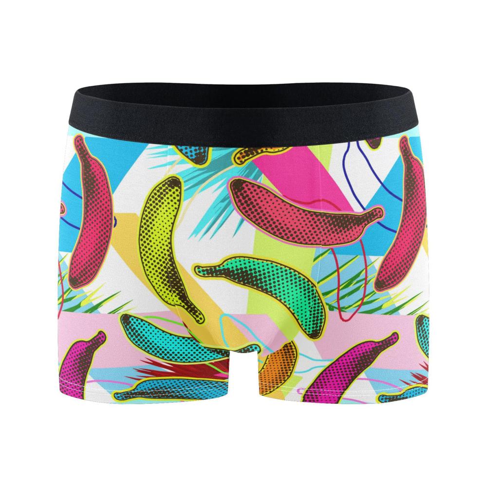 Entdecken Sie den ultimativen Komfort mit Herren-Boxershorts Farbenfrohe Bananenmuster in geometrischen Formen perfekt für Größe S! Gönnen Sie sich luxuriöse Unterwäsche