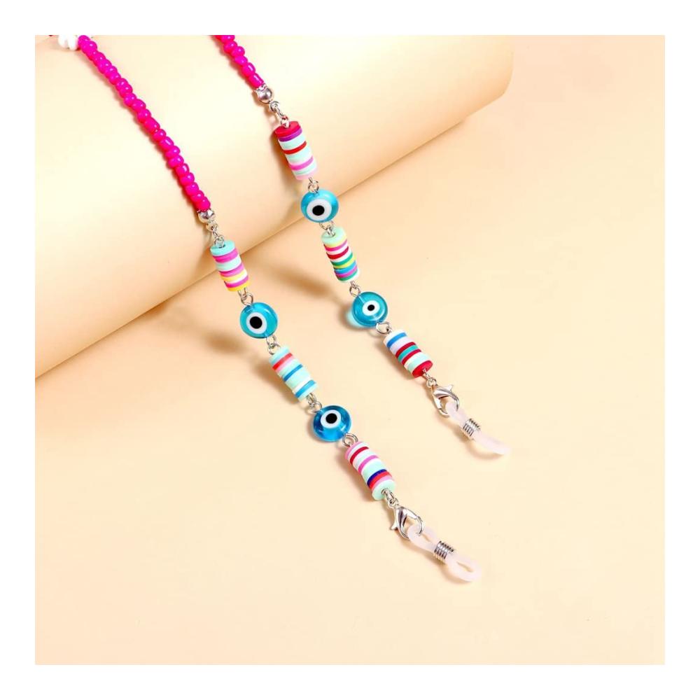 Trendige Brillenbänder & -ketten Bunte Perlenkette dekorativ & leicht mit Blumenmotiv. Perfekt für Sonnenbrillen. Modisch lang & Mehrfarbig. Einheitsgröße