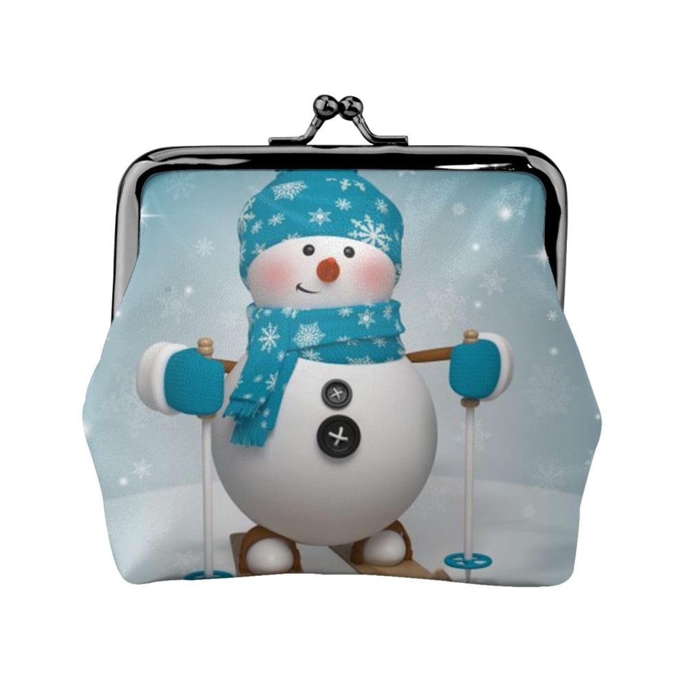 Weihnachtliche Mini-Münzbörse mit Schneemann Schneeflocke und Leder - perfekt für den Alltag und als Geschenk