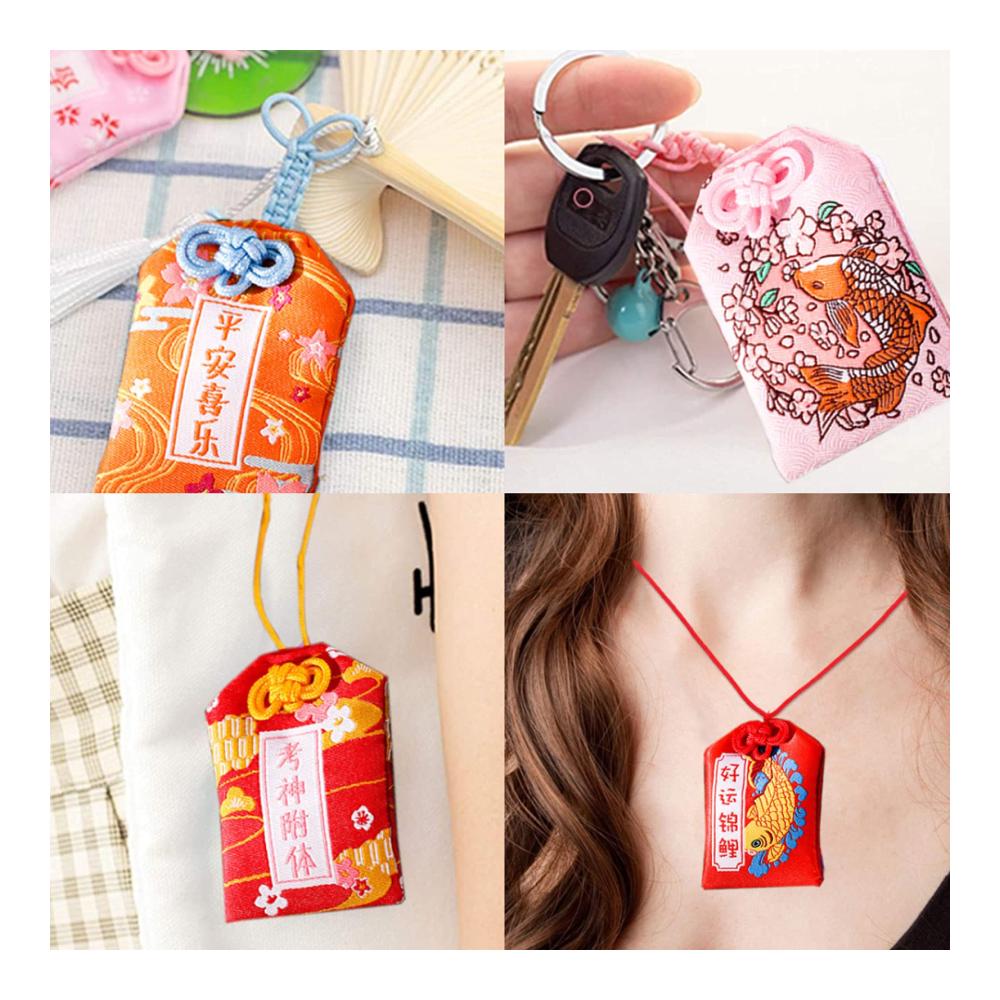 Erhalten Sie Glück und Segen 8 Stück Omamori Charms - Japanische Glücksbringer für Gesundheit und Glück. Perfektes Geschenk für Familie und Freunde