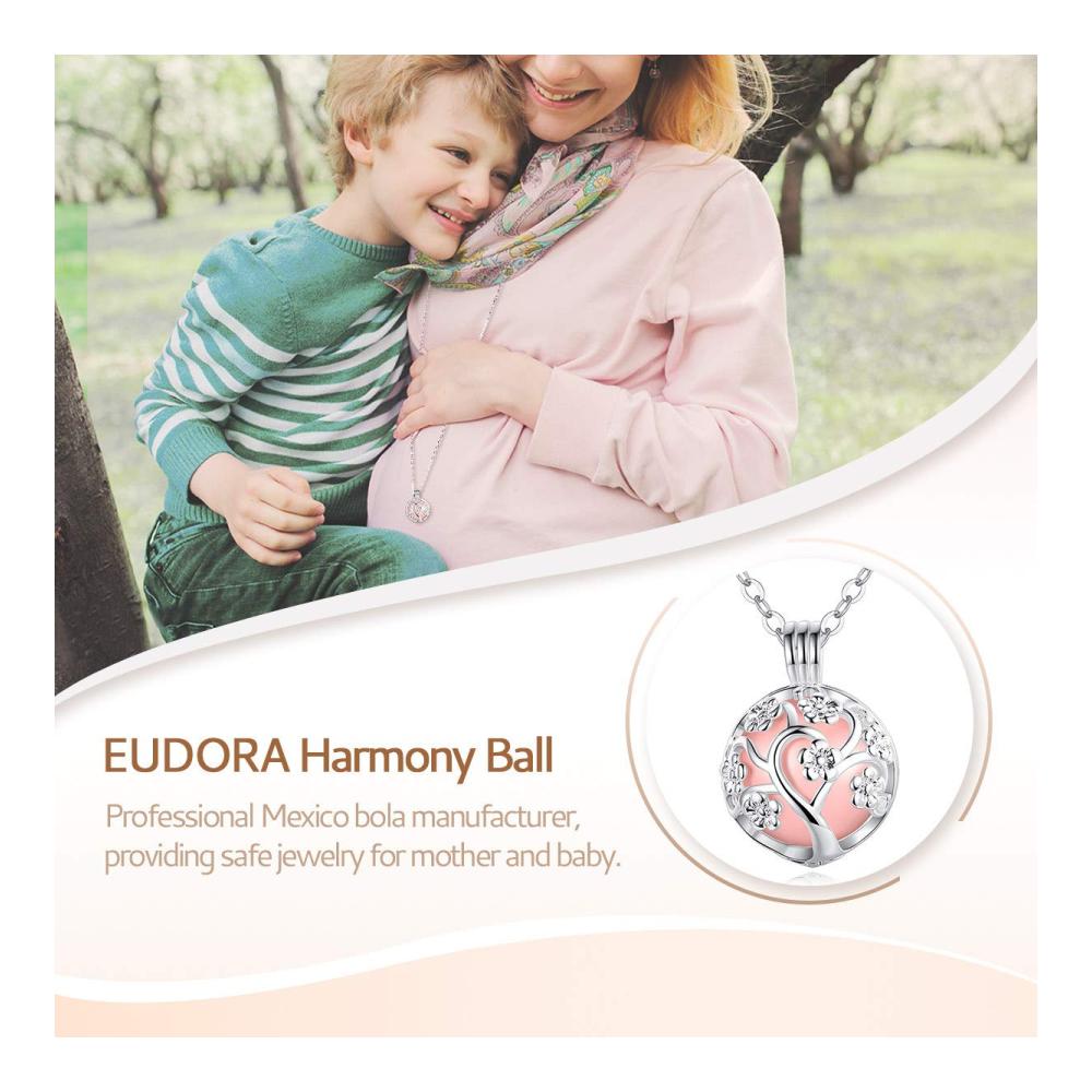 Einzigartiger Kettenanhänger EUDORA Harmony Ball Kirschblüte - Bola Klangkugel für Schwangere - Zarter Engel Anrufer als Halskette - Ideales Schmuckgeschenk für Frauen Mädchen & mehr