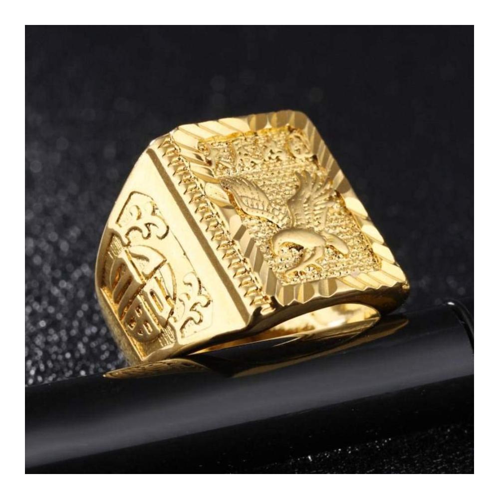 Erlesener 18 Karat Goldring Dapeng-Flügel inspiriert Partygeometrie mit Opal. Dominanter lokaler Herrenring vergoldet und einstellbar für unvergleichlichen Stil