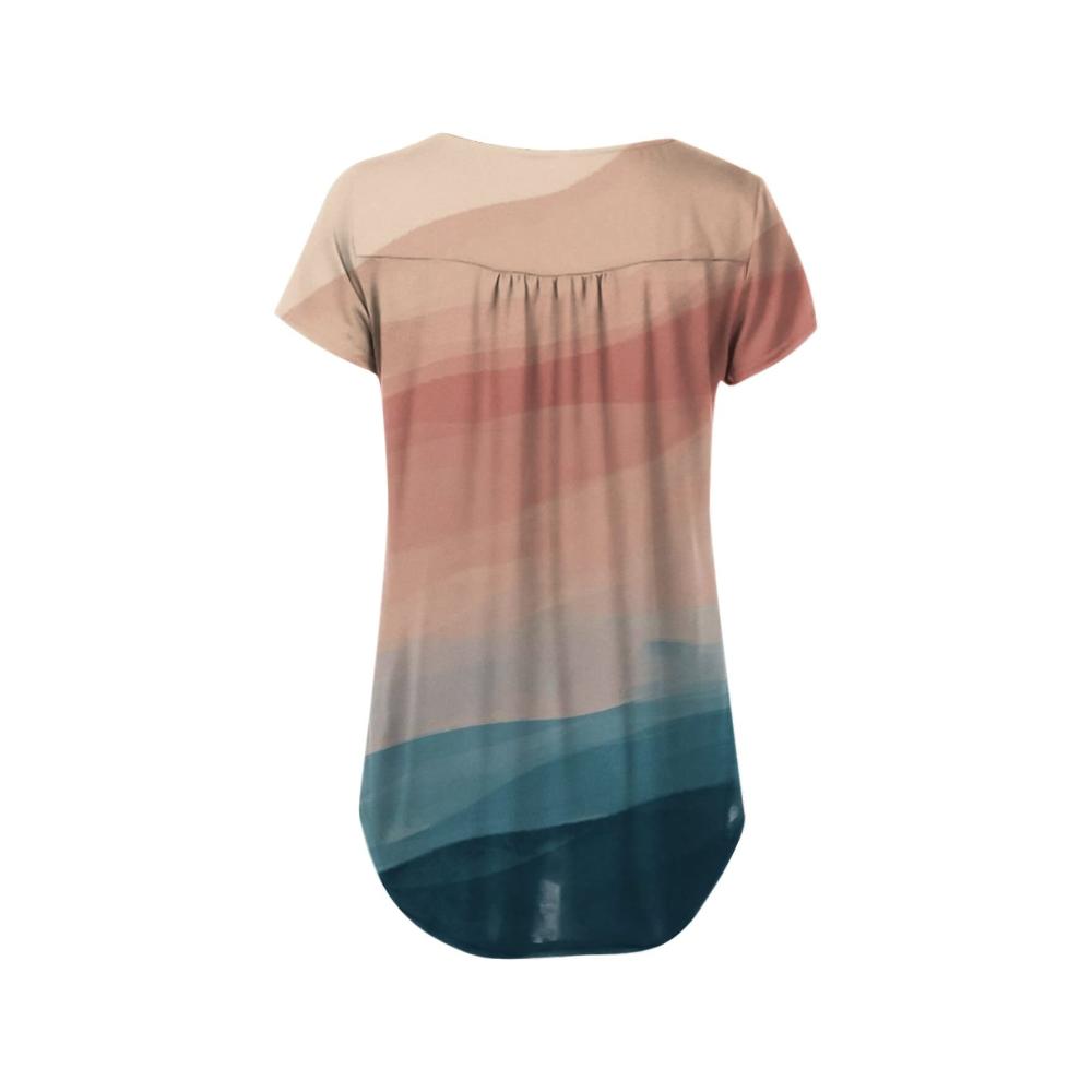 Trendige Damen T-Shirts Casual Chic mit Farbwechsel-Effekt! V-Ausschnitt kurze Ärmel & Button-Up-Design. Perfektes Geschenk für Frühling & Sommer! Jetzt zugreifen